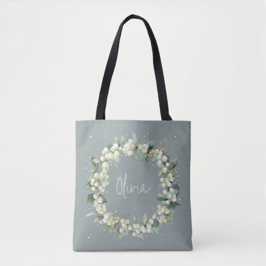 Personalisierte Grüne Snowberry+Eukalyptus Wedding Tasche (Vorderseite)