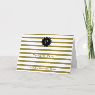 Personalisierte grüne Streifen Monogram Dankeschön Dankeskarte