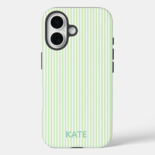 Personalisierte grüne Stripe iPhone 16 Tough Case