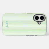 Personalisierte grüne Stripe iPhone 16 Tough Case (Rückseite (Horizontal))