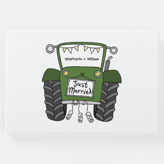 Personalisierte Grüne Traktorandenhochzeit Gästebuch (Vorderseite)
