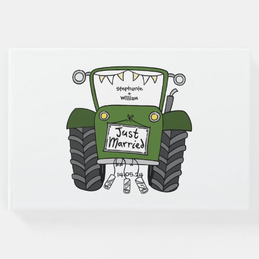Personalisierte Grüne Traktorandenhochzeit Gästebuch (Vorderseite)