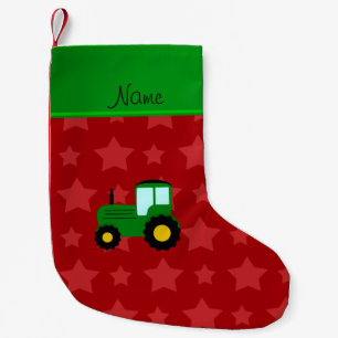 Personalisierte grüne Traktorrotnamenssterne Kleiner Weihnachtsstrumpf