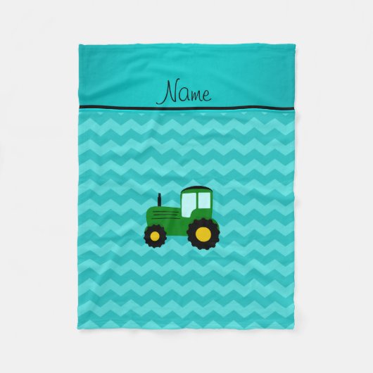 Personalisierte grüne Traktortürkisnamenssparren Fleecedecke (Vorderseite)