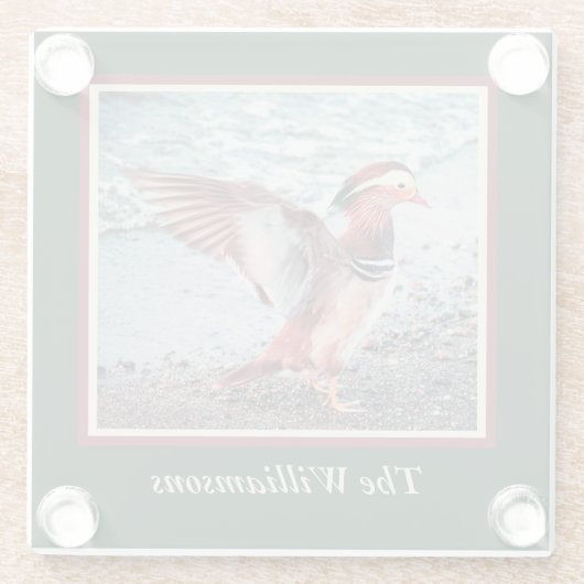 Personalisierte Grüne und Dunkle Rote Mandarin Duc Glasuntersetzer (Rückseite)