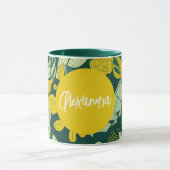 Personalisierte Grüne und Gelbe Katze Lover Geburt Tasse (Zentrum)