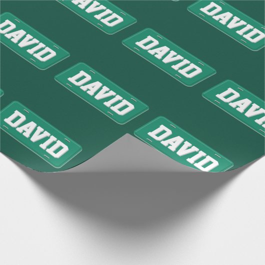 Personalisierte grüne und weiße Lizenz-Platte Geschenkpapier (Ecke)