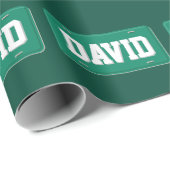 Personalisierte grüne und weiße Lizenz-Platte Geschenkpapier (Rolleneckpunkt)