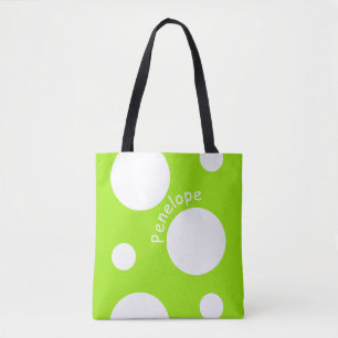 Personalisierte grüne und weiße Punkte-Tasche Tasche