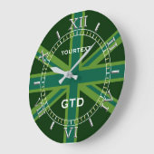 Personalisierte Grüne Union Jack British Flag Dial Große Wanduhr (Winkel)