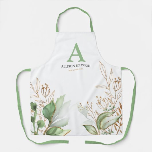 Personalisierte Grüne Wasserfarbe Schürze (Vorderseite)