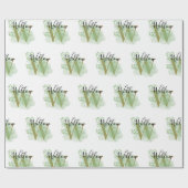 Personalisierte grüne Wasserfarbe und Blütenanfang Geschenkpapier (Flach)