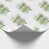 Personalisierte grüne Wasserfarbe und Blütenanfang Geschenkpapier (Ecke)