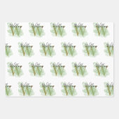 Personalisierte grüne Wasserfarbe und Blütenanfang Geschenkpapier Set (Vorderseite)