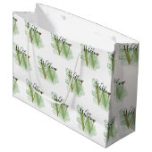 Personalisierte grüne Wasserfarbe und Blütenanfang Große Geschenktüte (Vorderseite Schrägansicht)
