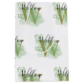 Personalisierte grüne Wasserfarbe und Blütenanfang Mittlere Geschenktüte (Vorderseite)