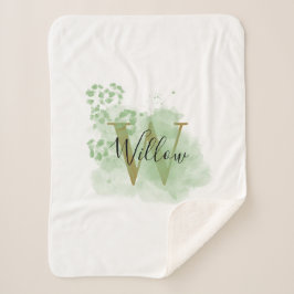 Personalisierte grüne Wasserfarbe und Blütenanfang Sherpadecke