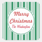 Personalisierte Grüne Weihnachtscreme Quadratischer Aufkleber (Vorderseite)