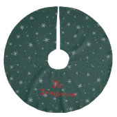 Personalisierte grüne Weihnachtsschneeflocken Polyester Weihnachtsbaumdecke (Vorderseite)