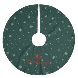 Personalisierte grüne Weihnachtsschneeflocken Polyester Weihnachtsbaumdecke