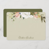 Personalisierte Grünflächen Blätter Aquarellfärbun Mitteilungskarte (Vorne/Hinten)