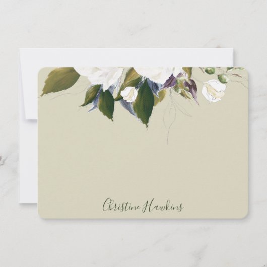 Personalisierte Grünflächen Blätter Aquarellfärbun Mitteilungskarte (Vorderseite)