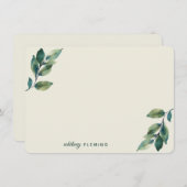 Personalisierte Grünflächen Blätter Wasserfarbe Gr Mitteilungskarte (Vorne/Hinten)