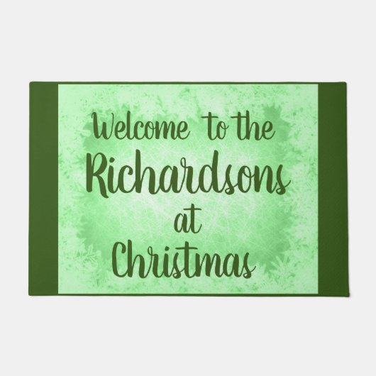 Personalisierte Grünfrostfamilie Willkommen Fußmatte (Vorderseite)
