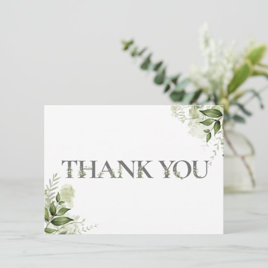 Personalisierte Grünpflanzen BlumenTypografie Dankeskarte (Stehend Vorderseite)