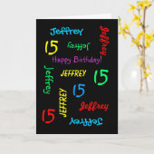 Personalisierte Grußkarte, 15. Geburtstag Karte (Gelbe Blume)