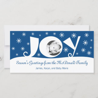 Personalisierte Grußkarte für das Foto "Joy" Feiertagskarte