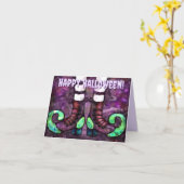 Personalisierte Grußkarte Halloween Hexenstiefel Karte (Gelbe Blume)
