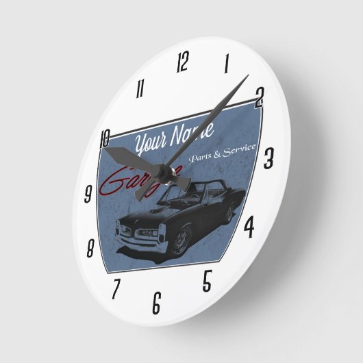 Personalisierte GTO-Garage Runde Wanduhr (Winkel)