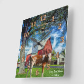 Personalisierte Guernsey-Kuh- und Landwirtschaftsu Quadratische Wanduhr (Winkel)