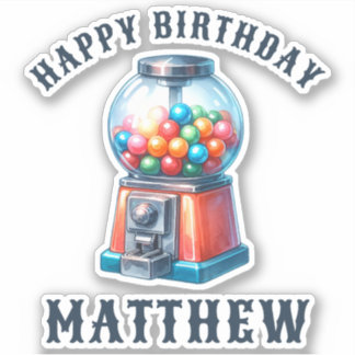 Personalisierte Gumball-Maschine zum Geburtstag Aufkleber