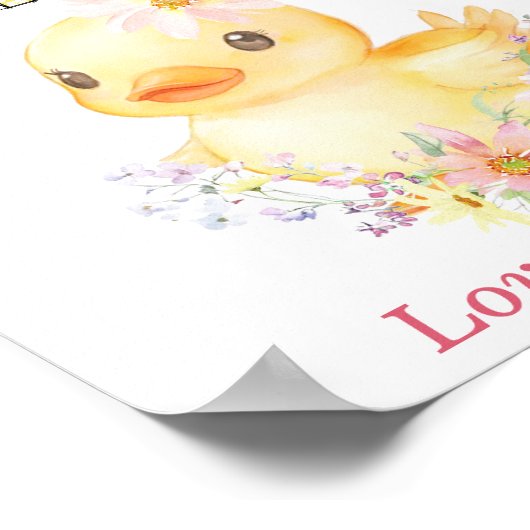 Personalisierte Gummiente erste Geburtstag Poster (Ecke)