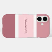 Personalisierte, gürtelrosa und weiße Streifen Case-Mate iPhone Hülle (Rückseite (Horizontal))