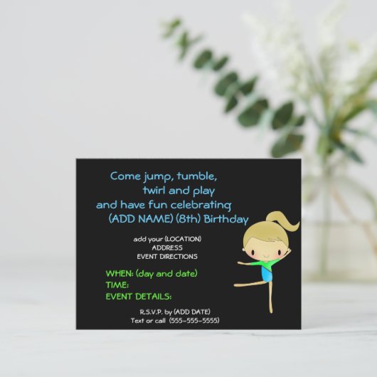 Personalisierte Gymnastik Party Einladungen (Stehend Vorderseite)