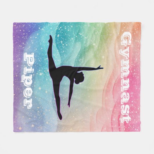 Personalisierte Gymnastik Regenbogenwelle Fleecedecke (Vorderseite (Horizontal))
