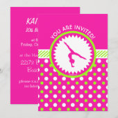 Personalisierte Gymnastik Rosa grüne Polka-Punkte Einladung (Vorne/Hinten)