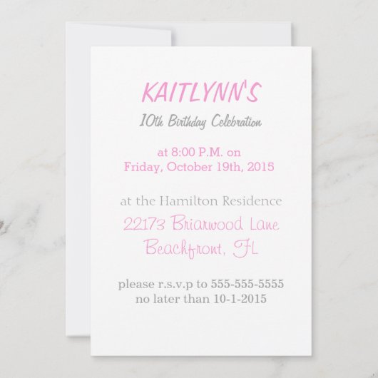 Personalisierte Gymnastik unter den Sternen in Ros Einladung (Rückseite)