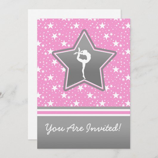 Personalisierte Gymnastik unter den Sternen in Ros Einladung (Vorne/Hinten)