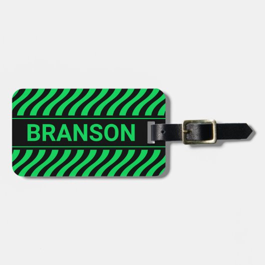 Personalisierte H Bar Green Wave Gepäckanhänger (Vorderseite horizontal)