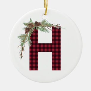 Personalisierte H-Monogramm-Ornament Keramik Ornament