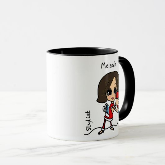 Personalisierte Haare Stylist Tassen Karikatur Brü (VorderseiteRechts)