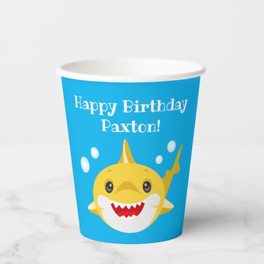 Personalisierte Haie Blauer Ozean Geburtstag Pappbecher (Vorderseite)
