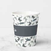 Personalisierte Haifischfräsen | Aquarellhaie Pappbecher (Rückseite)