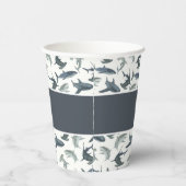 Personalisierte Haifischfräsen | Aquarellhaie Pappbecher (Rechts)