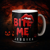 Personalisierte Halloween Bite Me Vampire Lippen Verwandlungstasse
