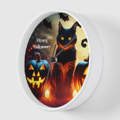 Personalisierte Halloween Black Cat Wall Uhr (Winkel)